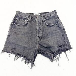 AGOLDE Riley Charcoal Black Denim Cutoffs Jean Shorts Button Fly Size 27